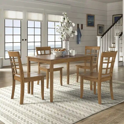 Wilmington II 48-Inch Rectangular Oak Finish 5-Piece Dining Set by iNSPIRE Q Classic