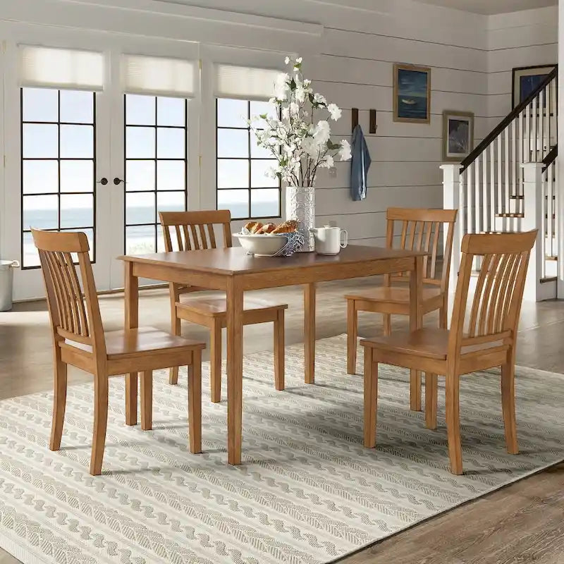 Wilmington II 48-Inch Rectangular Oak Finish 5-Piece Dining Set by iNSPIRE Q Classic