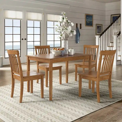 Wilmington II 48-Inch Rectangular Oak Finish 5-Piece Dining Set by iNSPIRE Q Classic