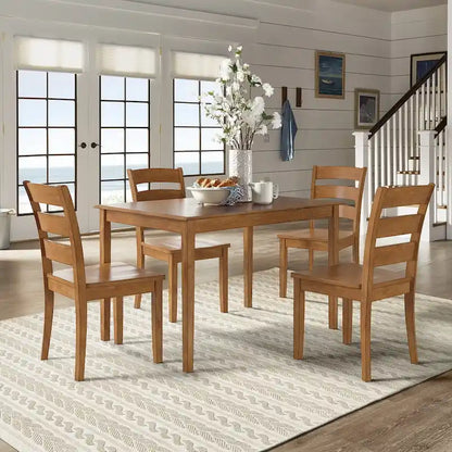 Wilmington II 48-Inch Rectangular Oak Finish 5-Piece Dining Set by iNSPIRE Q Classic