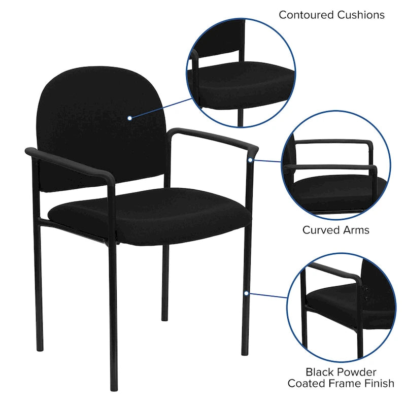 Comfort Stackable Steel Side Reception Chair with Arms