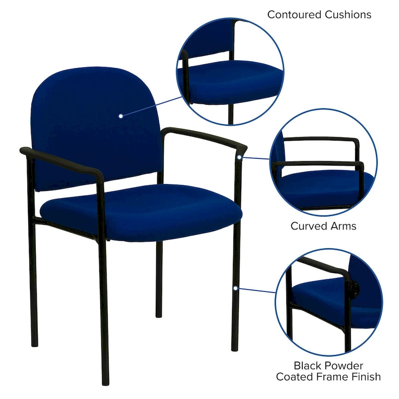 Comfort Stackable Steel Side Reception Chair with Arms