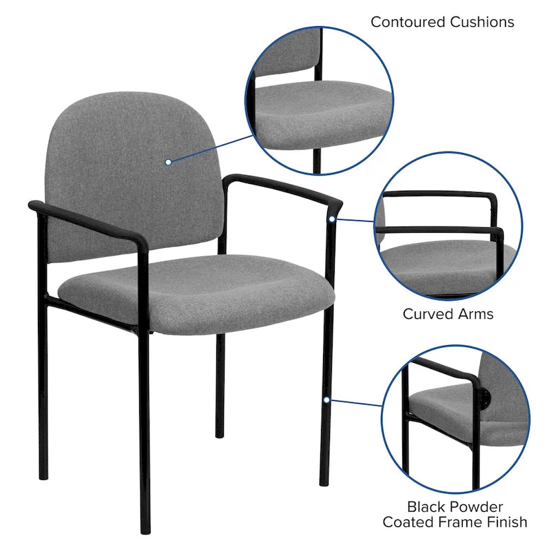 Comfort Stackable Steel Side Reception Chair with Arms