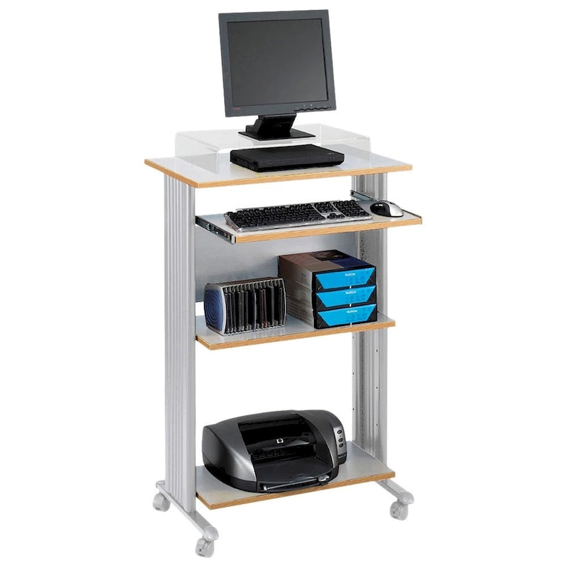 Mobile Standing Computer Desk and Printer Stand with Storage