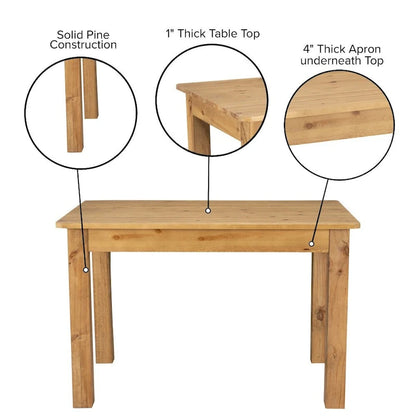 Rectangular Antique Rustic Solid Pine Farm Dining Table