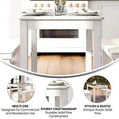 Rectangular Antique Rustic Solid Pine Farm Dining Table