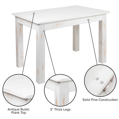 Rectangular Antique Rustic Solid Pine Farm Dining Table