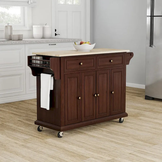 Crosley Full Size Mahogany Wood Kitchen Cart/ Island - 18d x 51.5w x 36h