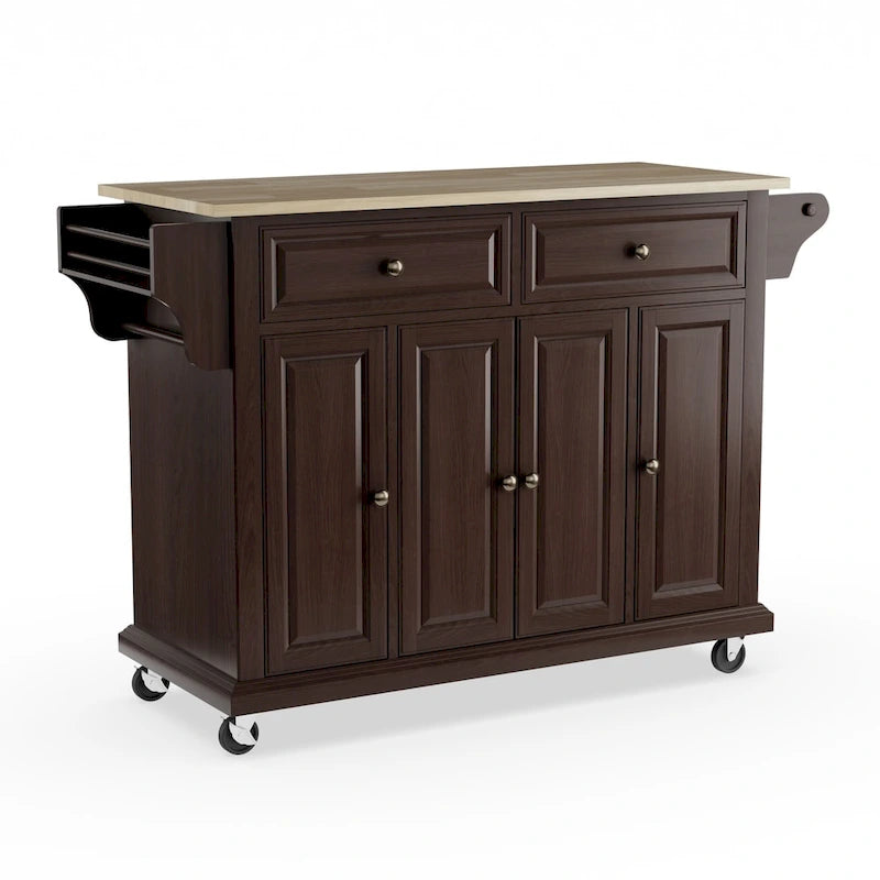 Crosley Full Size Mahogany Wood Kitchen Cart/ Island - 18d x 51.5w x 36h