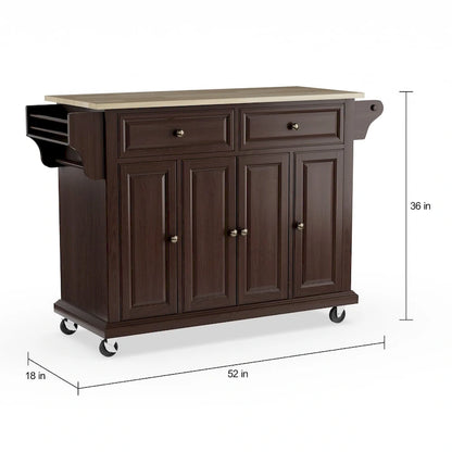 Crosley Full Size Mahogany Wood Kitchen Cart/ Island - 18d x 51.5w x 36h