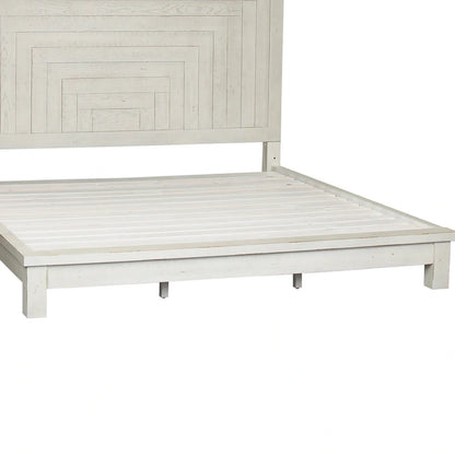 Modern Farmhouse Flea Market White Distressed Queen Platform Bed