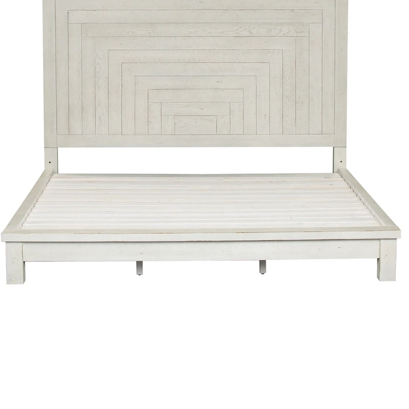 Modern Farmhouse Flea Market White Distressed Queen Platform Bed