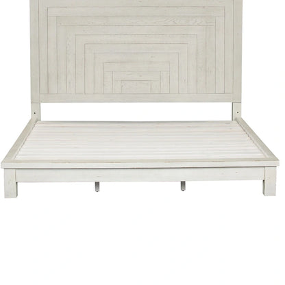 Modern Farmhouse Flea Market White Distressed Queen Platform Bed