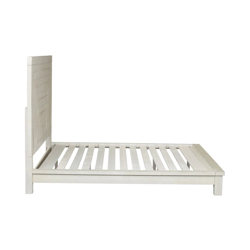 Modern Farmhouse Flea Market White Distressed Queen Platform Bed