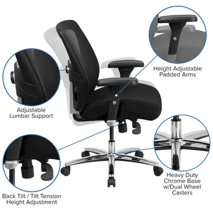 24/7 Intensive Use Big & Tall 500 lb. Rated Mesh Ergonomic Office Chair
