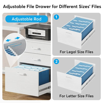 63 Computer Desk with Monitor Stand, Ergonomic Home Office Desks with Drawers File Cabinet