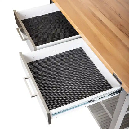 Seville Classics Home Stainless Steel 2-Drawer Mobile Workcenter Kitchen Cart Island with Solid Wood Top - 48 W x 24 D