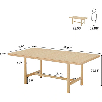 63 Inches Dining Table, Rectangular Dining Room Table for 6