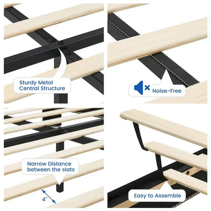 Modern Velvet Floating Bed Frame with LED Lights