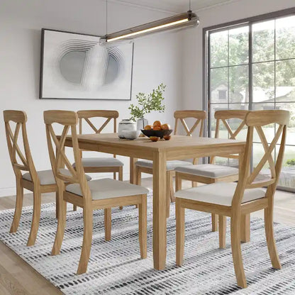 CraftPorch Farmhouse Style 7-piece Wooden Dining Set