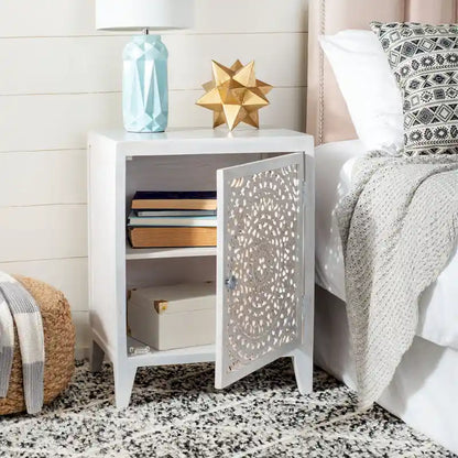 SAFAVIEH Shyann Single-Door Carved Nightstand