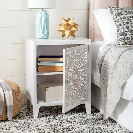 SAFAVIEH Shyann Single-Door Carved Nightstand