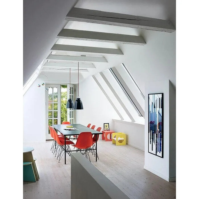 Set of 2 Mid-Century Modern Dining Side Chairs Armless Plastic Shell Seat with Black Metal Wire Eiffel Base, White