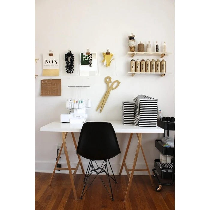 Set of 2 Mid-Century Modern Dining Side Chairs Armless Plastic Shell Seat with Black Metal Wire Eiffel Base, White