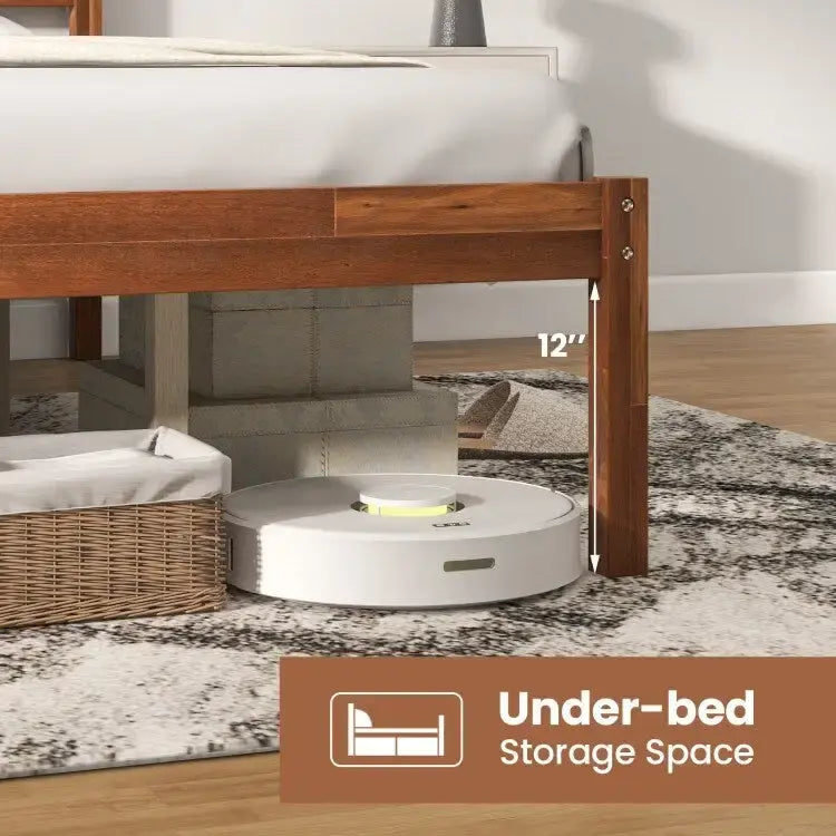 Bed Frame with Wooden Headboard and Slat Support