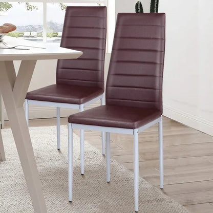 4 Pieces PVC Elegant Design Leather Dining Chairs with Solid Metal Legs - 16.0 x 20.0 x 38.5 (W x D x H)