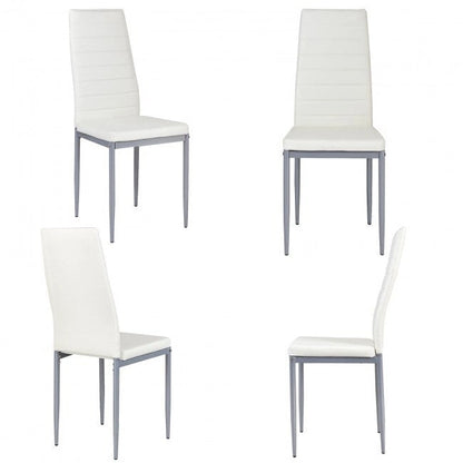 4 Pieces PVC Elegant Design Leather Dining Chairs with Solid Metal Legs - 16.0 x 20.0 x 38.5 (W x D x H)