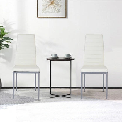 4 Pieces PVC Elegant Design Leather Dining Chairs with Solid Metal Legs - 16.0 x 20.0 x 38.5 (W x D x H)