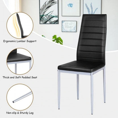 4 Pieces PVC Elegant Design Leather Dining Chairs with Solid Metal Legs - 16.0 x 20.0 x 38.5 (W x D x H)