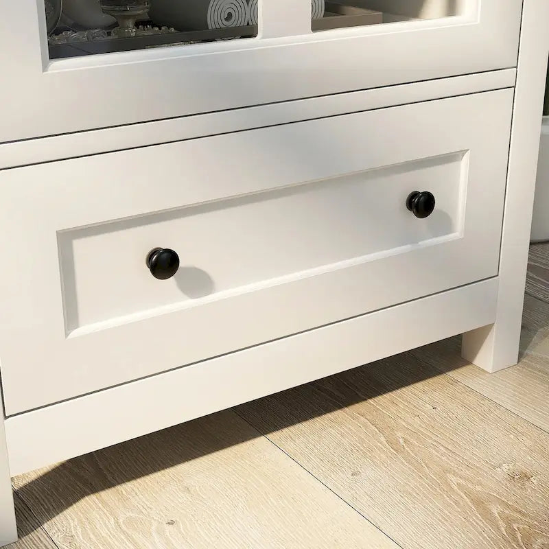 Buffet storage cabinet with glass doors and unique bell handle - 22.05x14.37x31.69