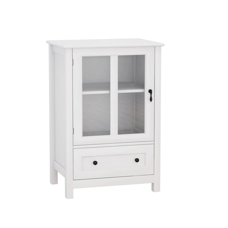 Buffet storage cabinet with glass doors and unique bell handle - 22.05x14.37x31.69
