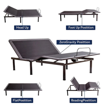 Adjustable Bed Frame, Head & Foot Incline, Wireless Remote Control, Zero Gravity Adjustable Bed Base
