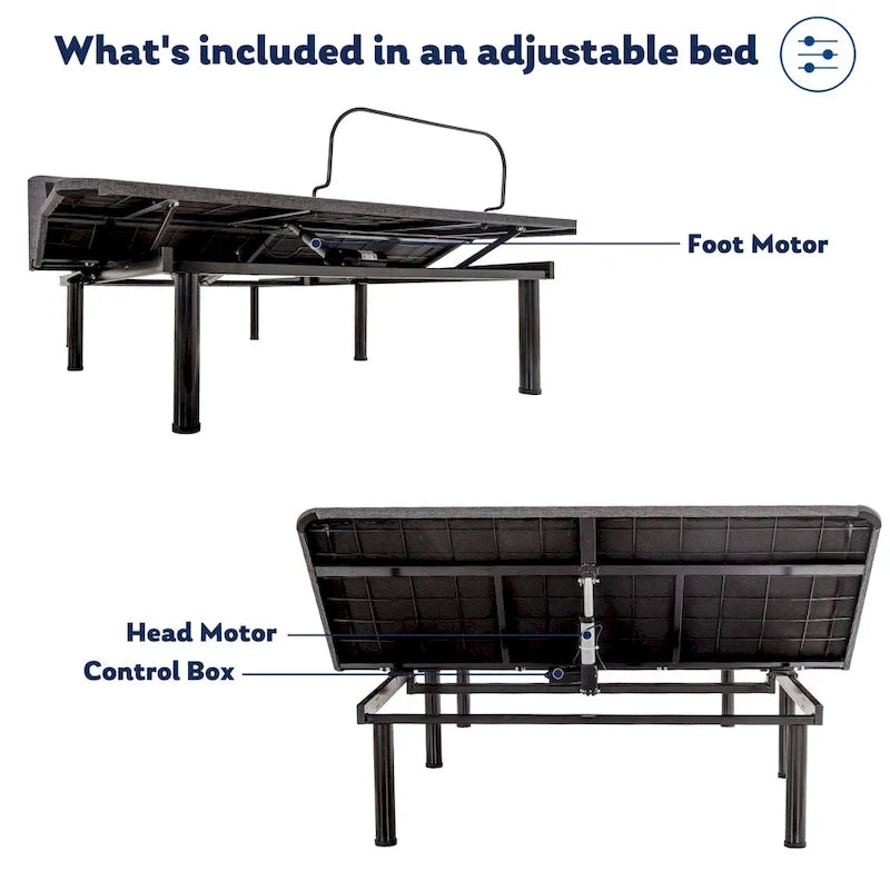 Adjustable Bed Frame, Head & Foot Incline, Wireless Remote Control, Zero Gravity Adjustable Bed Base