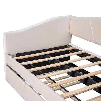 Twin Size Upholstered Daybed Sofa Bed With Trundle Bed