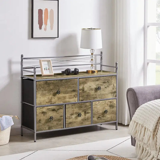Javlergo Wooden Dresser w/ 5 Drawers Furniture Storage Chest for Bedroom, Living Room