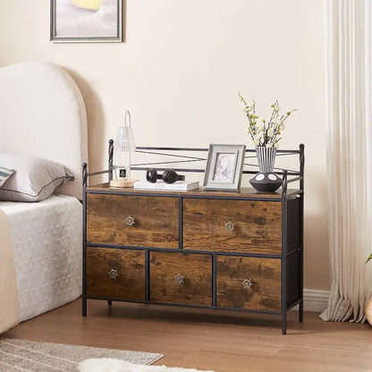Javlergo Wooden Dresser w/ 5 Drawers Furniture Storage Chest for Bedroom, Living Room