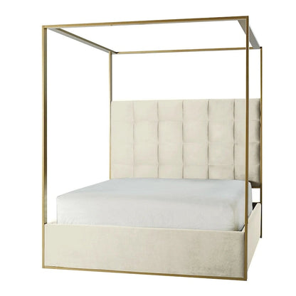 Milton Contemporary Upholstered King Size Canopy Bed by HULALA HOME