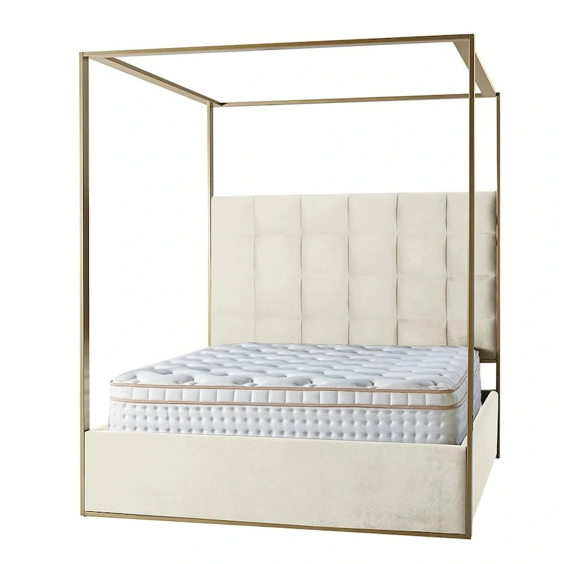 Milton Contemporary Upholstered King Size Canopy Bed by HULALA HOME