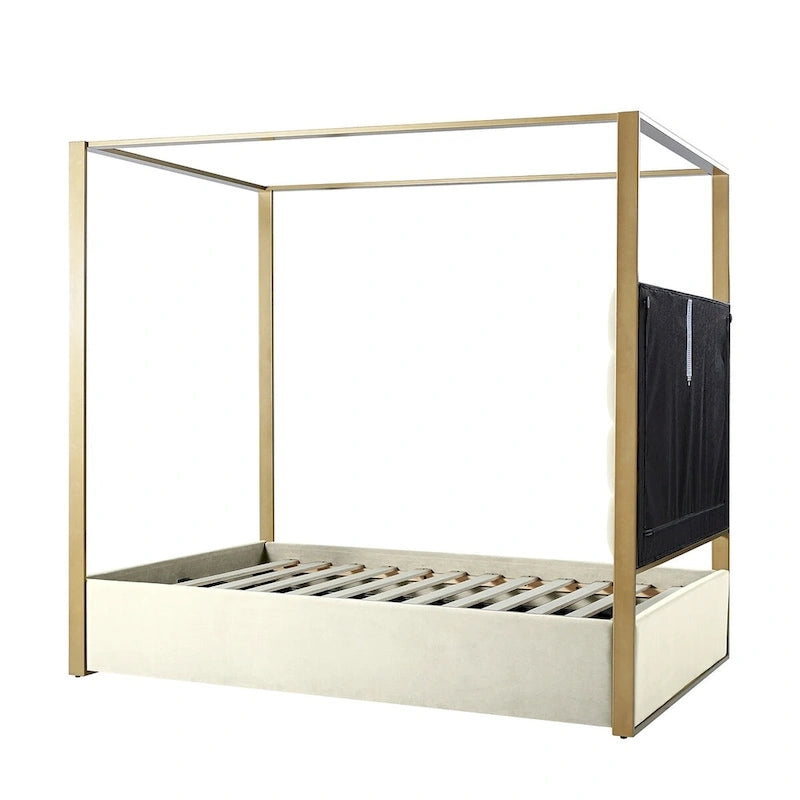 Milton Contemporary Upholstered King Size Canopy Bed by HULALA HOME
