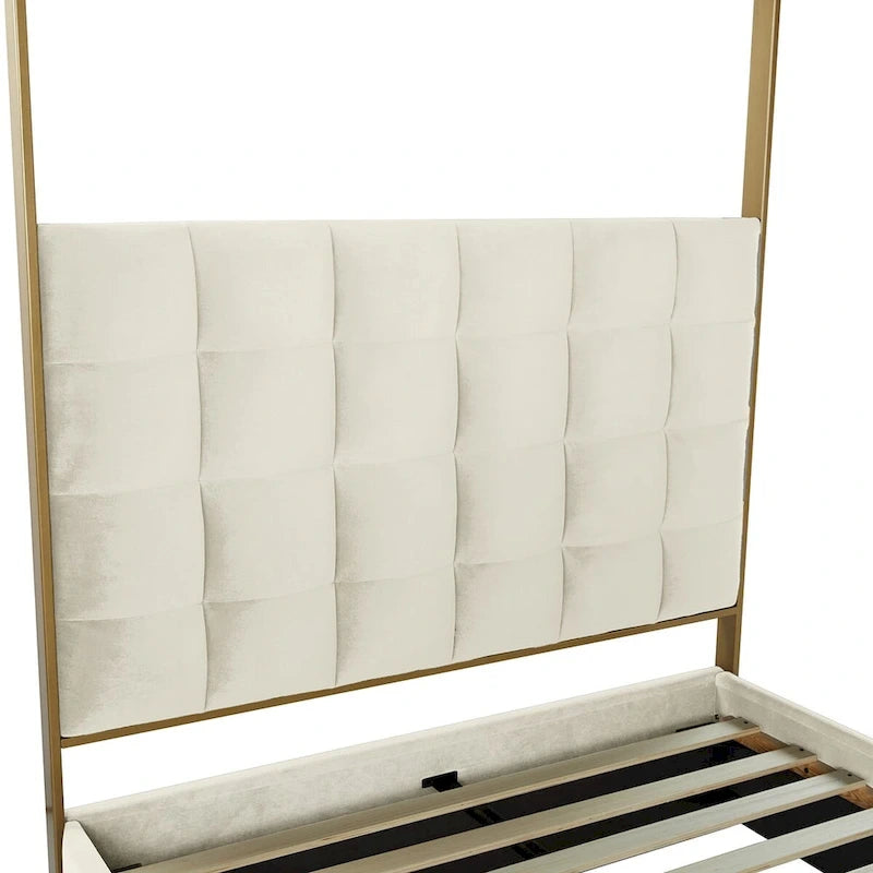 Milton Contemporary Upholstered King Size Canopy Bed by HULALA HOME