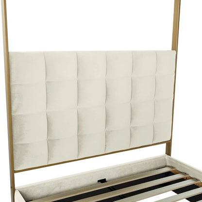 Milton Contemporary Upholstered King Size Canopy Bed by HULALA HOME