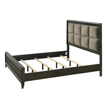 Milana 5 Piece Black Modern Contemporary Solid Wood And Veneers Fabric Bedroom Set