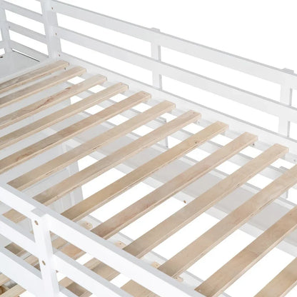 Twin-Over-Twin Castle Style Bunk Bed with Drawers,Shelves,Slide