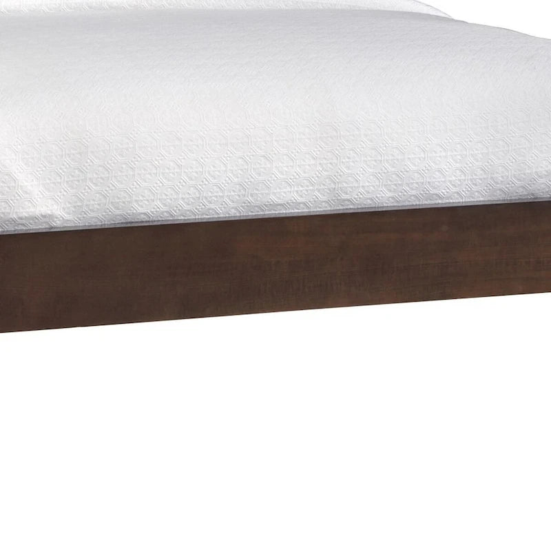 Yee Full Size Bed, Cut Out Design Panel Headboard, Brown Mahogany Wood