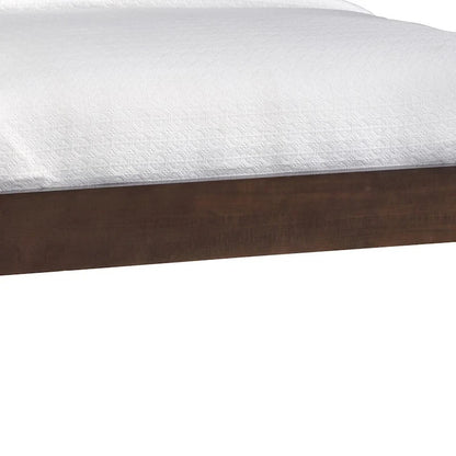 Yee Full Size Bed, Cut Out Design Panel Headboard, Brown Mahogany Wood