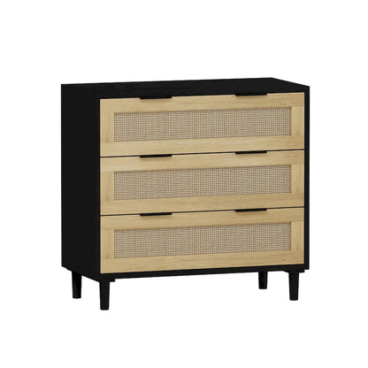 3-Drawers Rattan Storage Cabinet Rattan Drawer Dressers